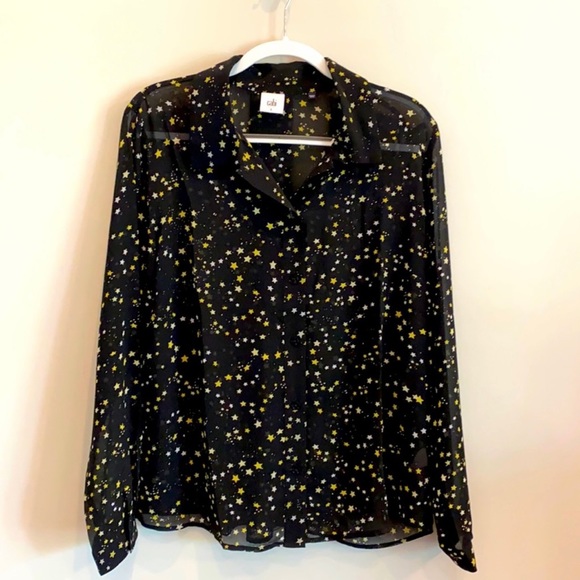 CAbi Star Transparent Button Up Blouse - Picture 2 of 3